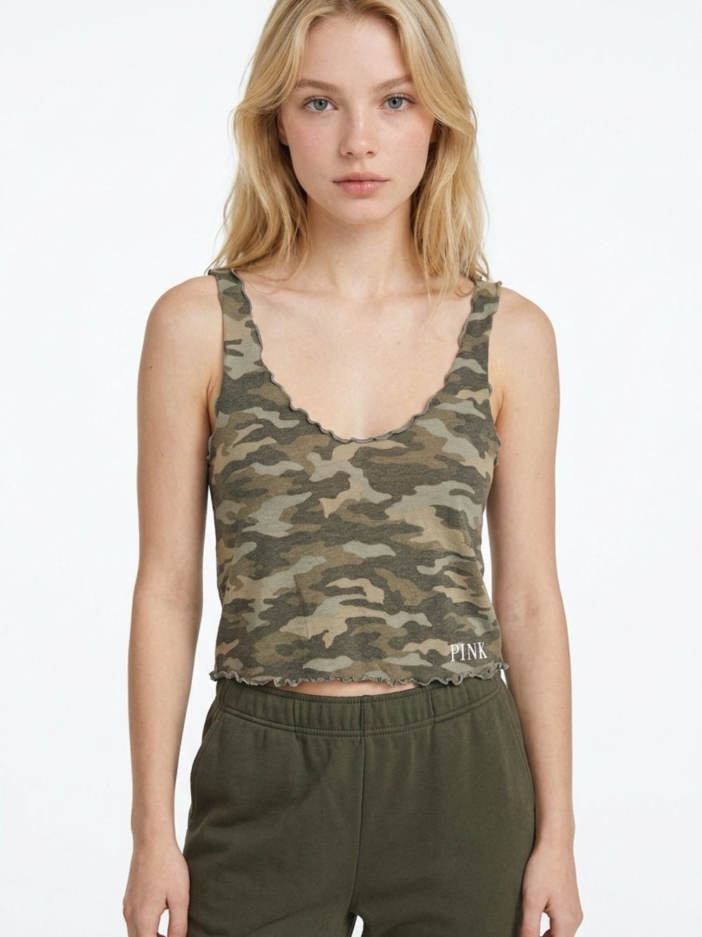 PINK VICTORIA’S SECRET | Camouflage Crop Top Pajama Sleep Women’s Size Large